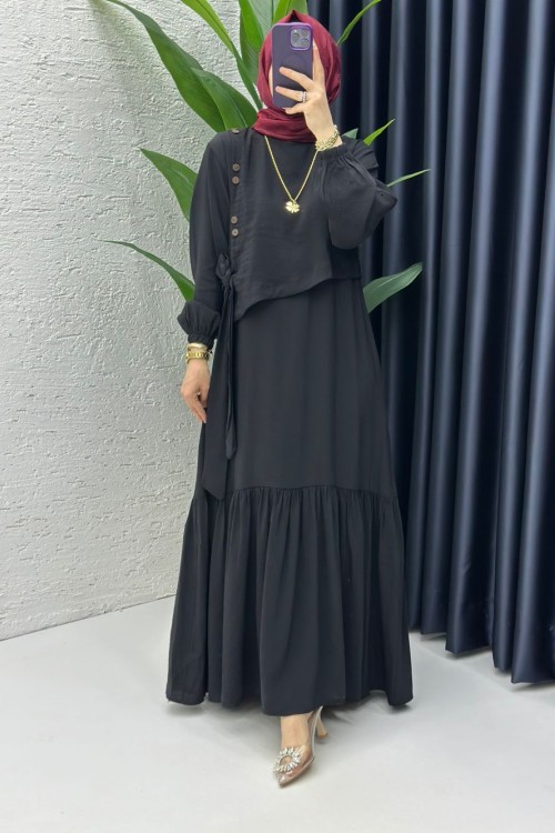 Siyah Aycan Elbise Tesettür Giyim