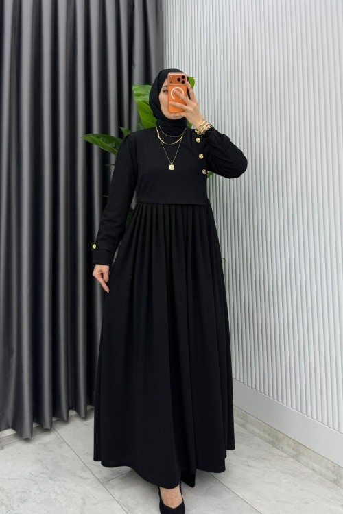 Siyah Burgu Sinem Elbise Tesettür Giyim