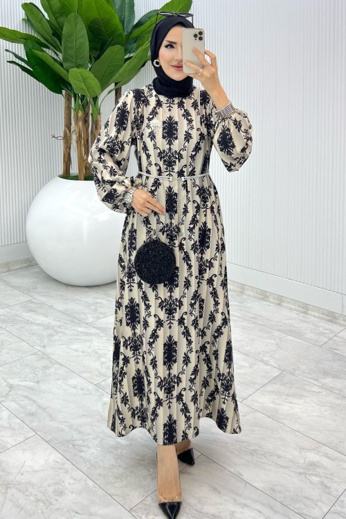 Siyah Nuran Elbise Tesettür Giyim