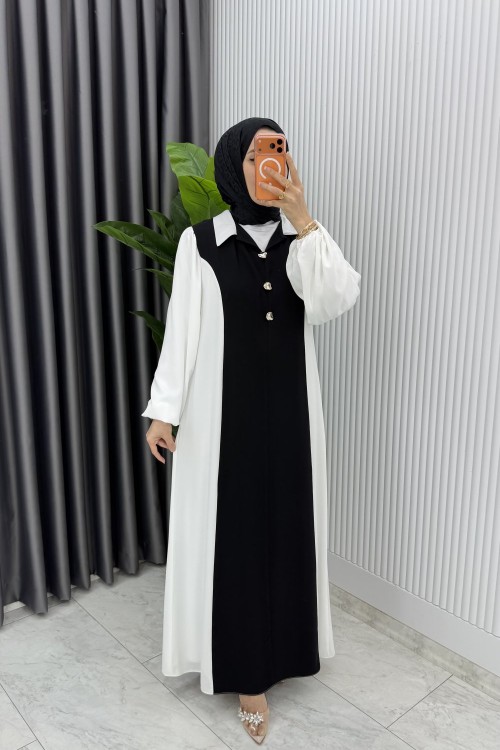 Siyah  Premıum  Aden ELbise Tesettür Giyim