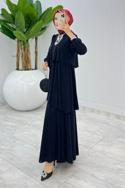 Siyah Premium Diva Elbise Tesettür Giyim
