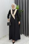 Siyah Yeşim Uzun Ceket Kap Ferace Tesettür Giyim