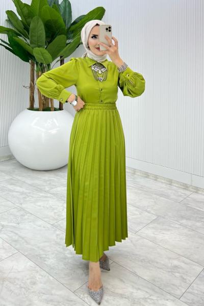 Yağ Yeşil Nazlı Takım Tesettür Giyim