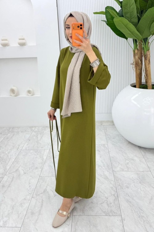 Yağyeşili Oysho Elbise Tesettür Giyim