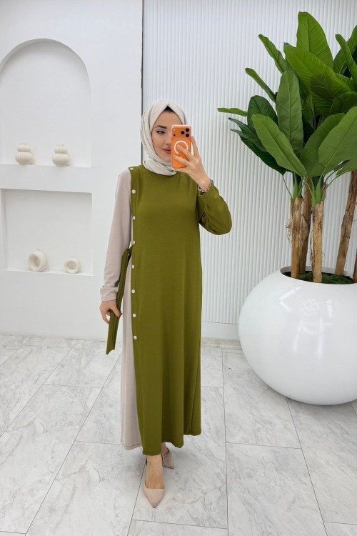 Yeşil Nilda Elbise Tesettür Giyim