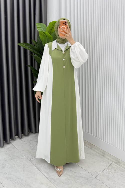 Yeşil Premıum  Aden ELbise Tesettür Giyim