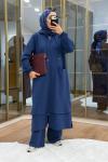 Aller Detaylı Kapüşonlu İkili Takım İndigo