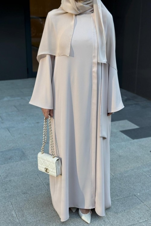 Fular Bağlamalı Abaya  TAŞ