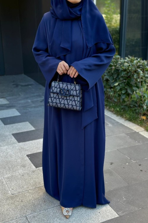 Fular Bağlamalı Abaya  Lacivert