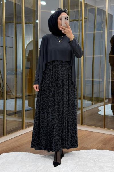 Leopar Desen  Tilda Elbise Füme