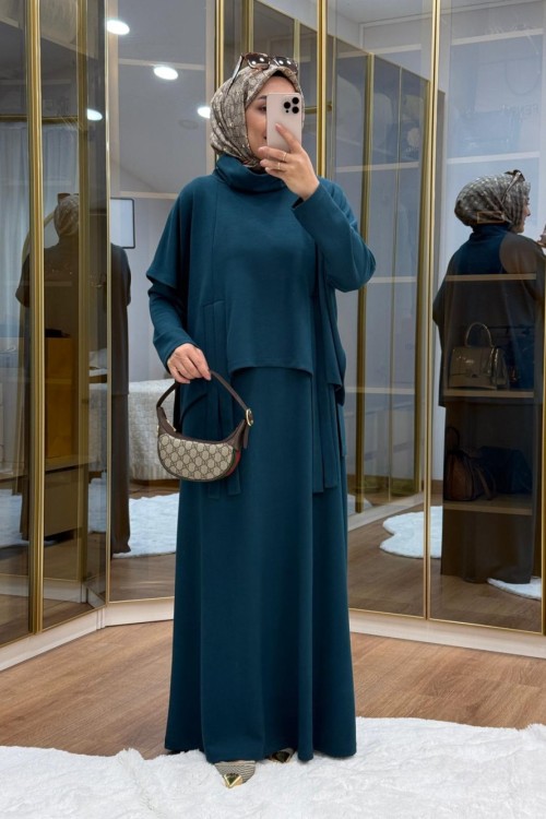 Tasarım İkili Oysho  Elbise Petrol Mavisi