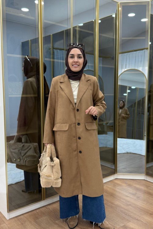 UZUN SÜET CEKET Taba