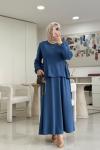 Yandan Büzgülü Oysho Etekli Takım İndigo