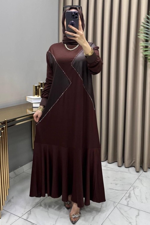 Afra Abiye Elbise Kahve