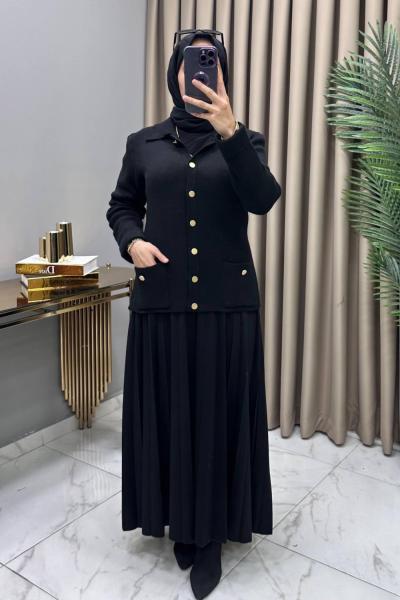 Ayla Çelik Örme Triko Hırka Siyah