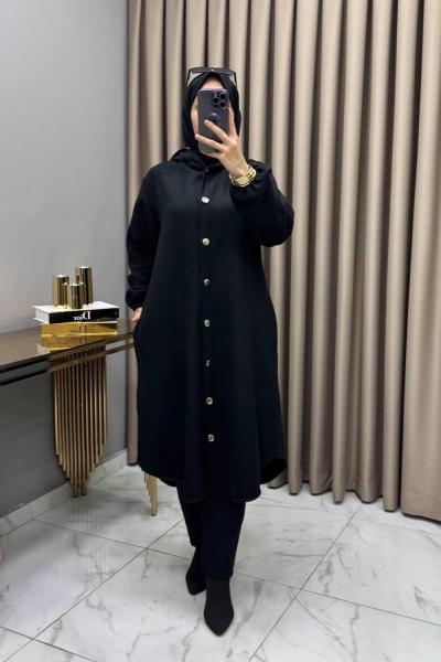 Bade Kaşe Mont Siyah