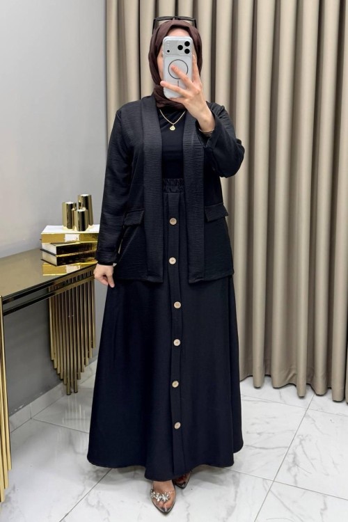 Ceketli Etekli Takım Siyah