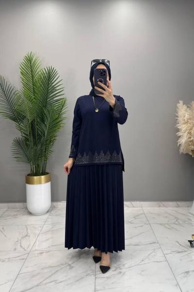 Cennet Taşlı Takım Lacivert