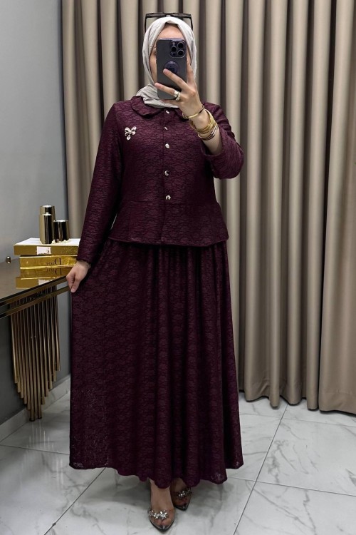 Dantel Takım Bordo