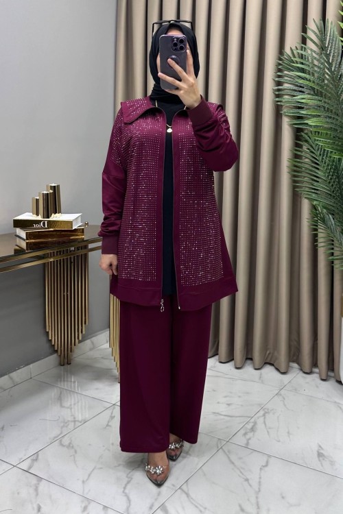 Efsane Taşlı Takım Fuşya