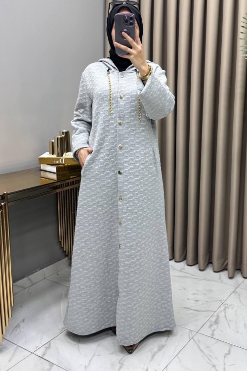 Ilgın Yün Kapitone Kaban Gri