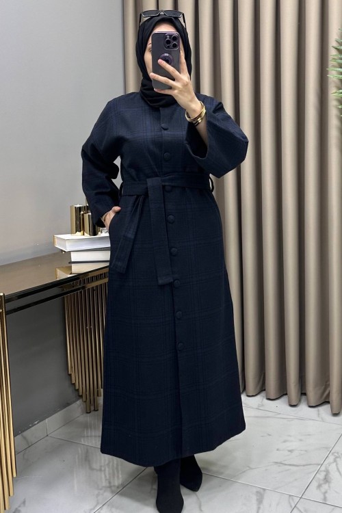 Kare Kaşe Kaban Lacivert