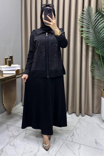 Serenay Taşlı Takım Siyah