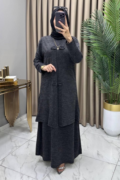 Yelekli Elbise Takım Siyah