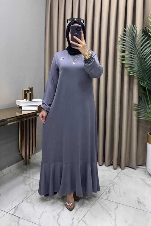 Yonca Elbise Broş Hediyeli Gri