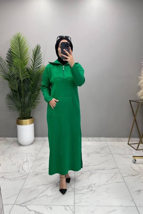 Zehra Triko Elbise Zümrüt