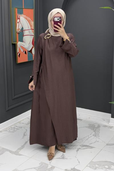 Ayperi Uzun Elbise - Kahve