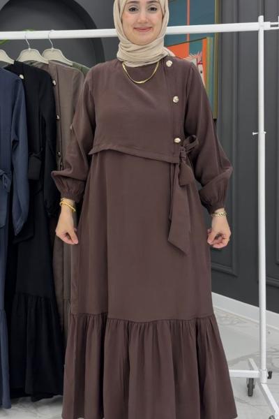 Azize Elbise - KAHVERENGİ