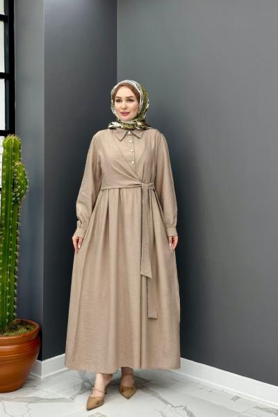 Gülben Elbise - Vizon