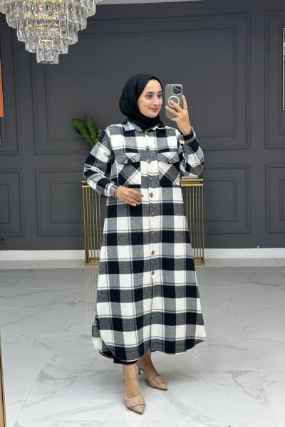 Gülbin gömlek elbise - siyah