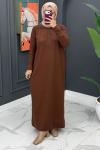 Gülten Merserize Elbise - Kahve