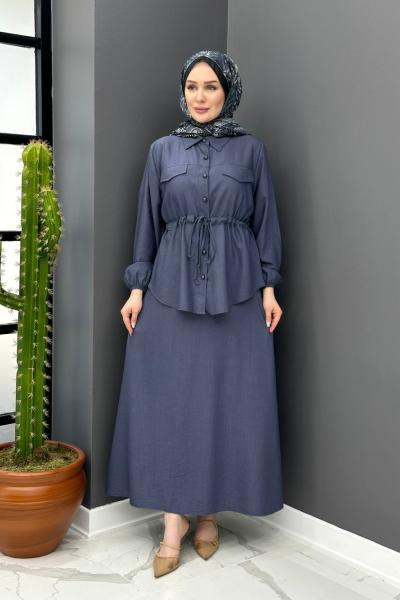 İnci Etekli Takım - Gri