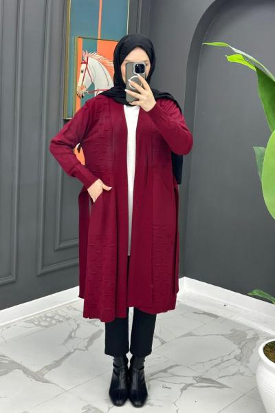 Kurtarıcı Triko Hırka - Bordo