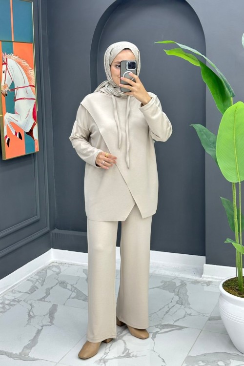 Lazer Kesim Oysho Takım - Bej