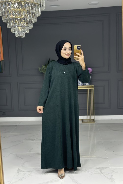 Merve uzun tesettur elbise - zümrüt