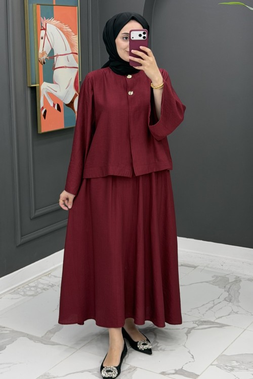 Neşe Etekli Takım - Bordo