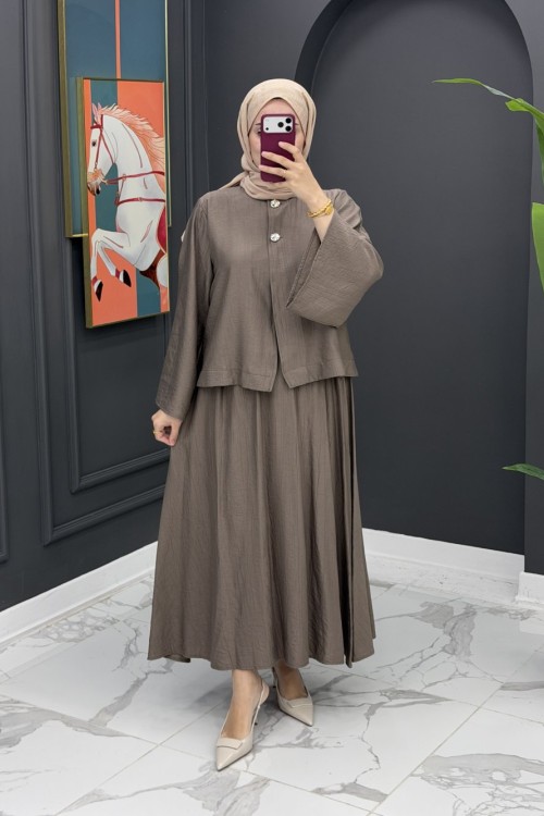 Neşe Etekli Takım - Vizon