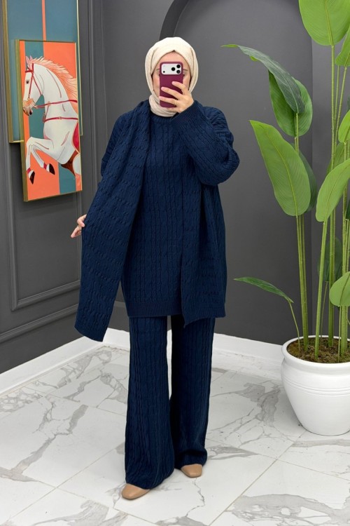 Neva Atkılı Triko Takım -  Lacivert