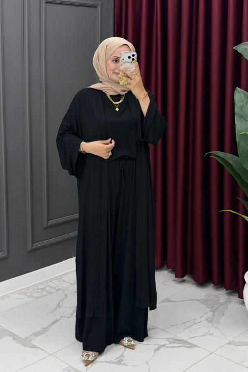 Pamuklu Üçlü Takım-Siyah