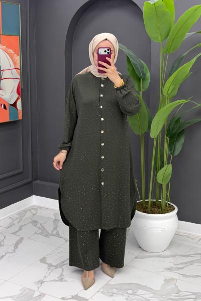 Sena Taşlı Takım - Haki