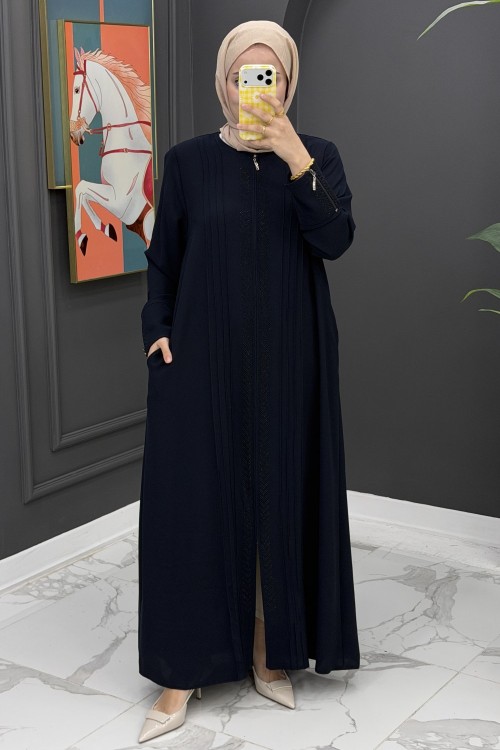 Taş Detaylı Tasarım Ferace-Lacivert