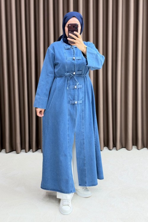 Yuqa Kot Kimono Elbise-Mavi