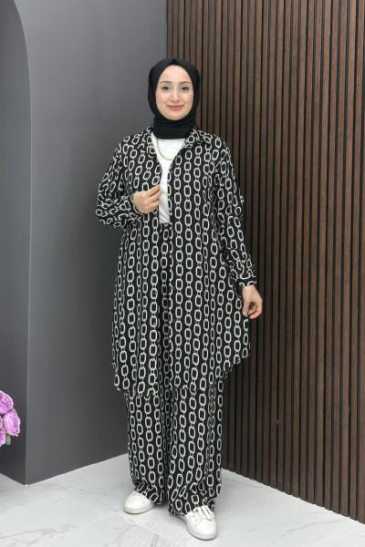 Zincir Desen Takım - Siyah