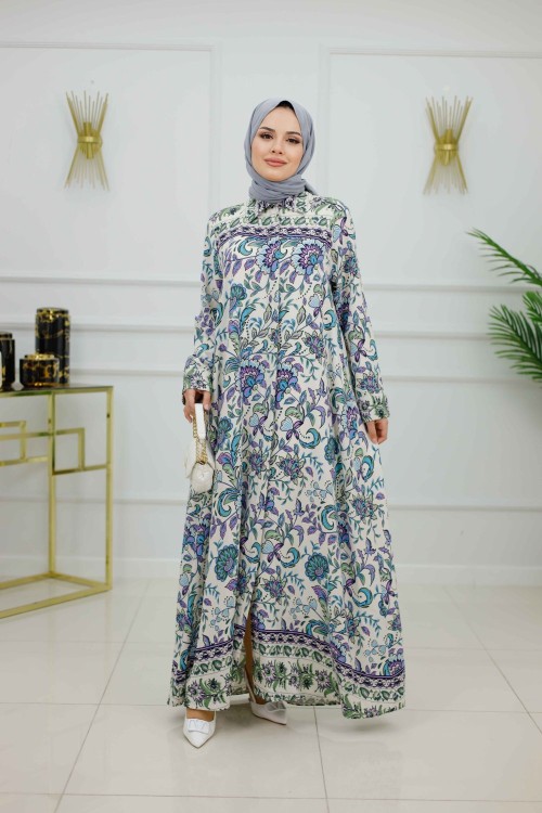 ALAÇATI ELBİSE FERACE-TURKUAZ