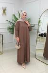 AYSUN MERSERİZE ELBİSE - CAMEL