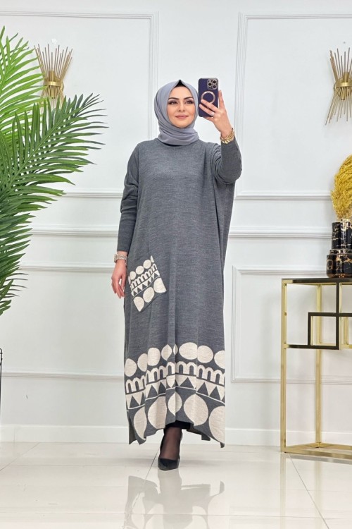 BERFİN ELBİSE-GRİ